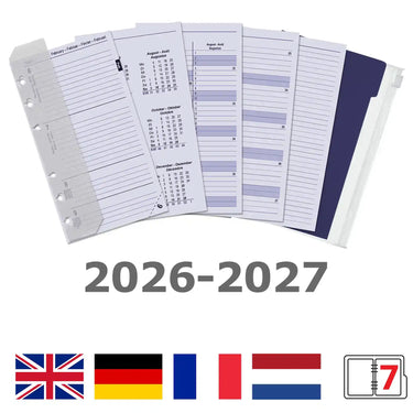 6316-26-27 170 x 95 mm Personal Binder Agenda Inserts Complete Set Weekly EN DE FR 2026 2027